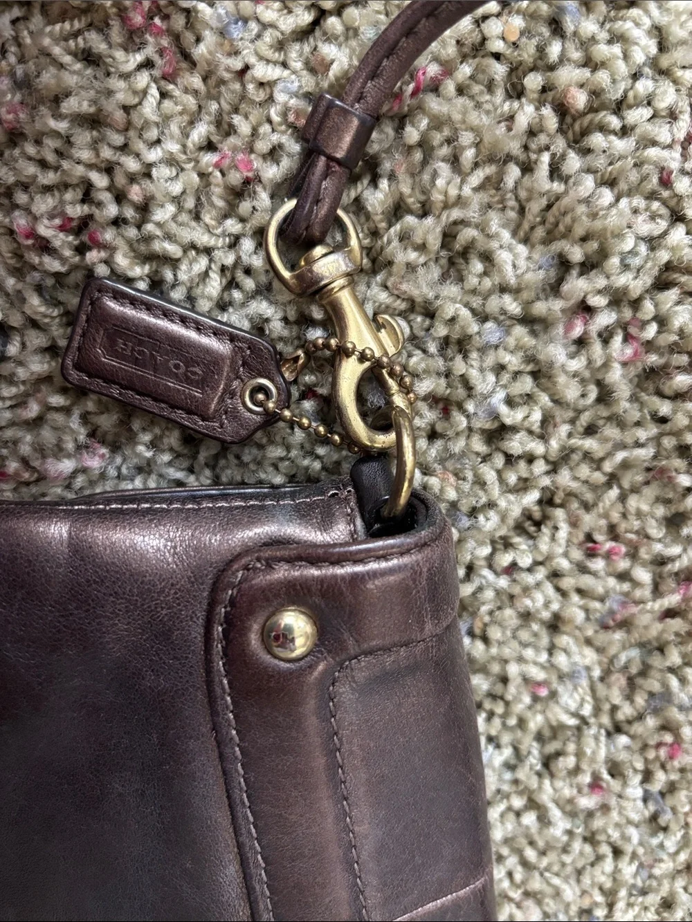 Coach Kristin Metallic Bronze Leather Flap Crossbody Bag
